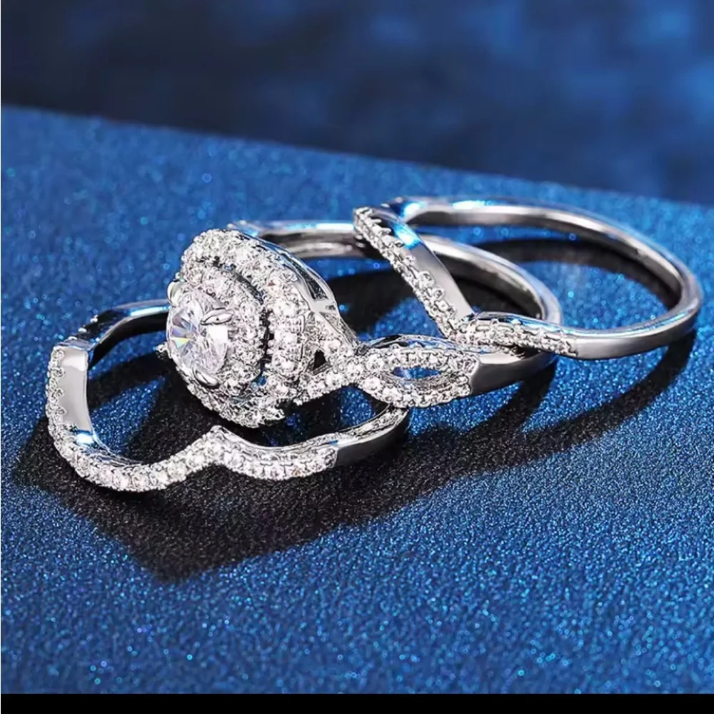 Sparkly CZ Elegant Silver Diamond Ring Wedding  Size 10
